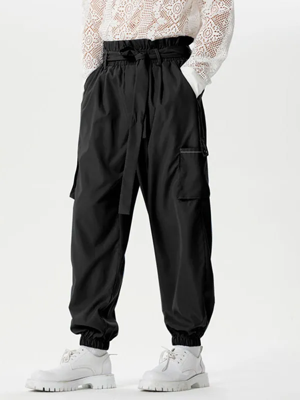 Mens Solid Elastic Cuff Cargo Pants With Belt SKUK46366 sold by Incerunmen product image thumbnail 3
