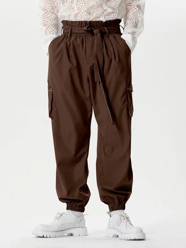 Mens Solid Elastic Cuff Cargo Pants With Belt SKUK46366 sold by Incerunmen product image thumbnail 4