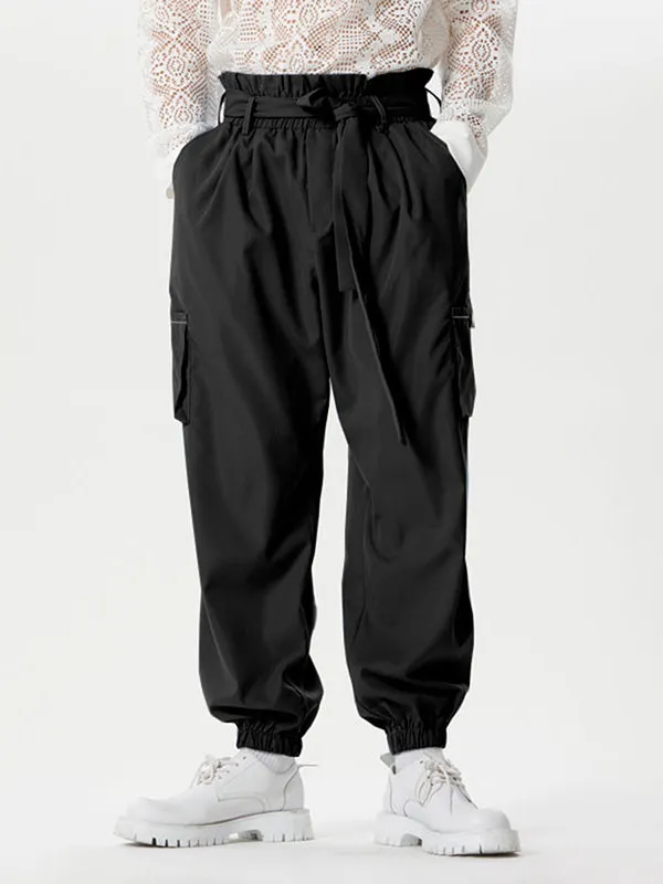 Mens Solid Elastic Cuff Cargo Pants With Belt SKUK46366 sold by Incerunmen product image thumbnail 2
