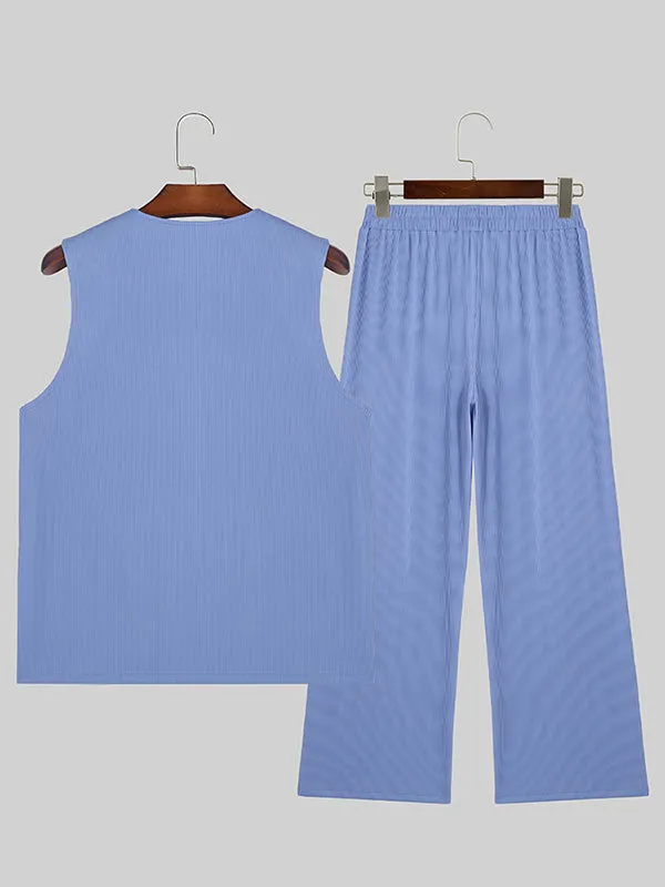 Mens Solid Rib-Knit Tank Two Pieces Outfits SKUK49433 sold by Incerunmen product image thumbnail 5