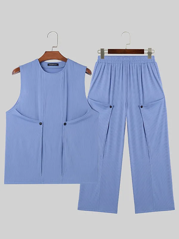 Mens Solid Rib-Knit Tank Two Pieces Outfits SKUK49433 sold by Incerunmen product image thumbnail 4