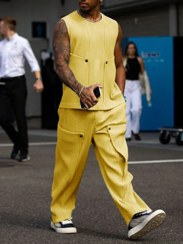 Mens Solid Rib-Knit Tank Two Pieces Outfits SKUK49433 sold by Incerunmen product image thumbnail 2