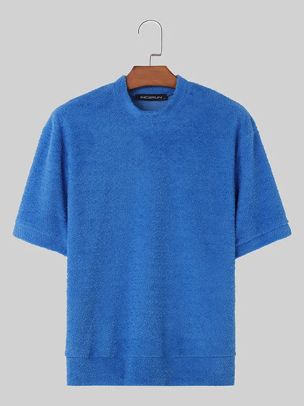 Mens Fleece Solid Casual Short Sleeve T-Shirt SKUK50847 sold by Incerunmen product image thumbnail 3