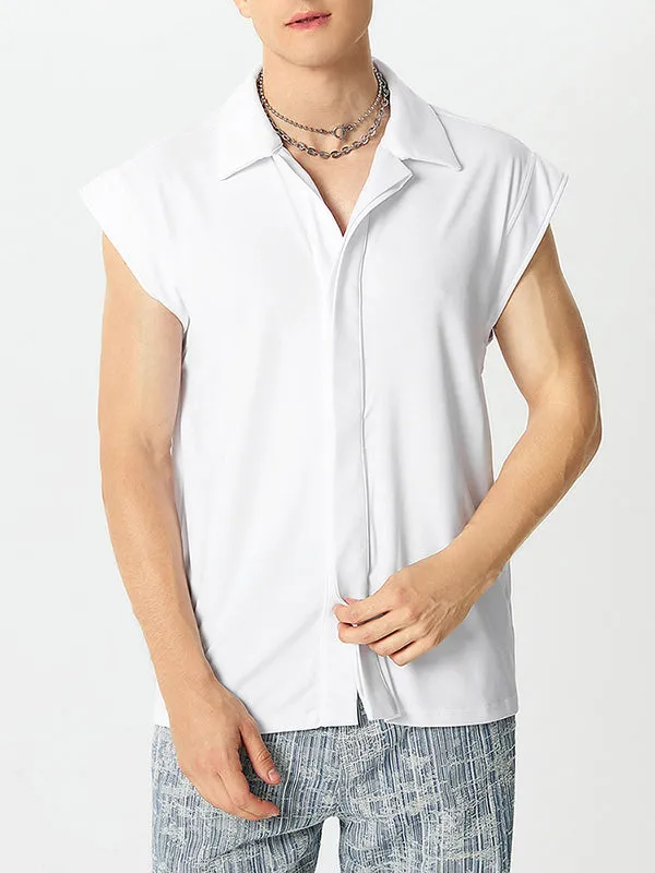 Mens Solid Lapel Casual Sleeveless Shirt SKUK49447 sold by Incerunmen product image thumbnail 5