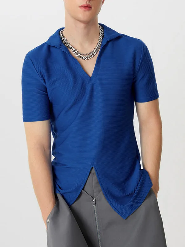 Mens Solid Split Hem Knit Golf Shirt SKUK49444 sold by Incerunmen product image thumbnail 5