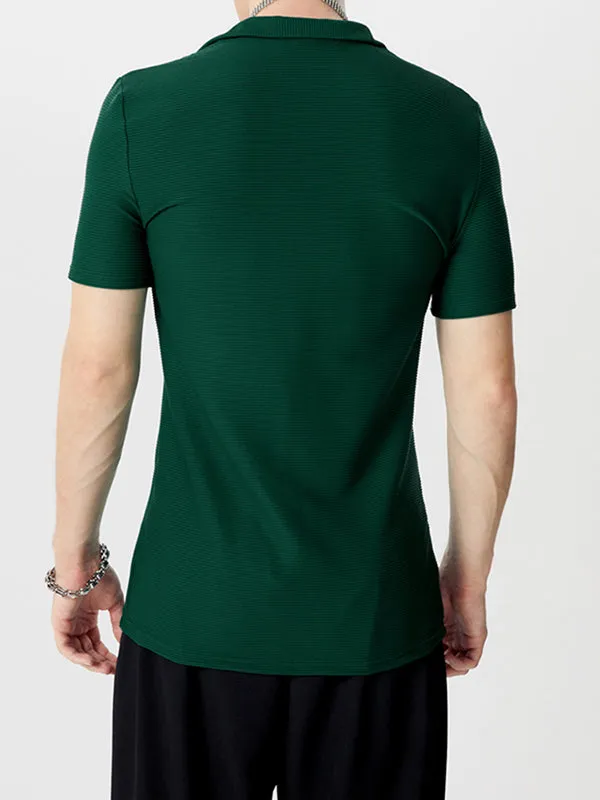 Mens Solid Split Hem Knit Golf Shirt SKUK49444 sold by Incerunmen product image thumbnail 2