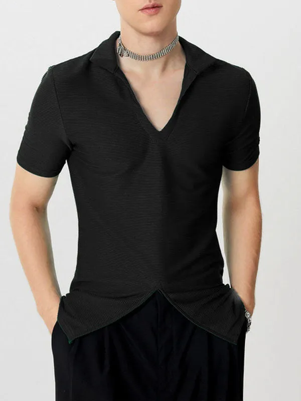 Mens Solid Split Hem Knit Golf Shirt SKUK49444 sold by Incerunmen product image thumbnail 3