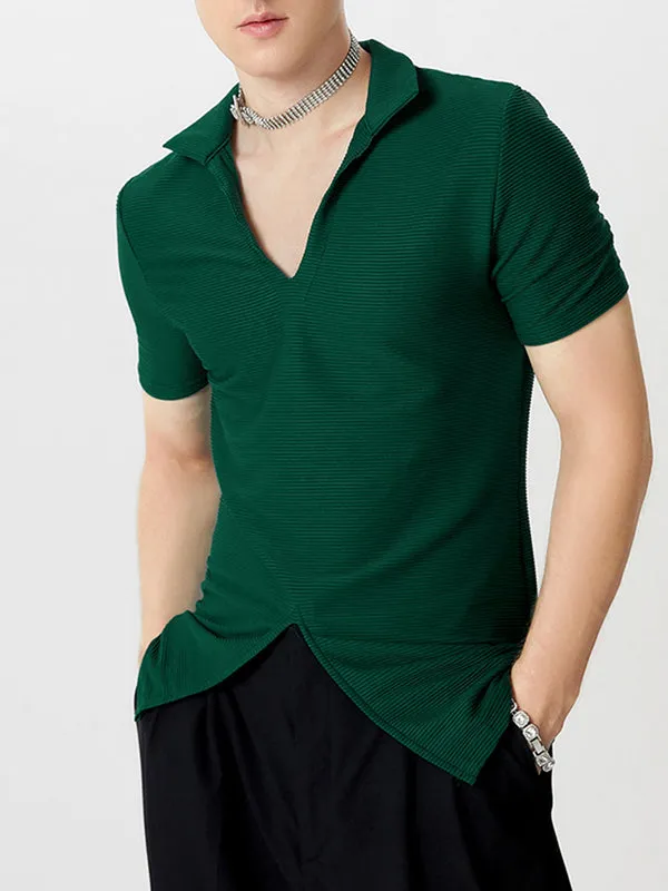 Mens Solid Split Hem Knit Golf Shirt SKUK49444 sold by Incerunmen