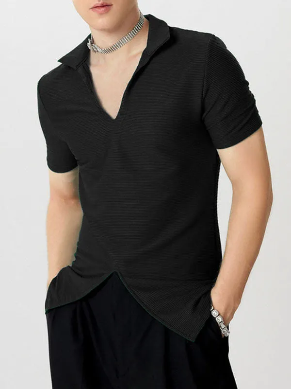 Mens Solid Split Hem Knit Golf Shirt SKUK49444 sold by Incerunmen product image thumbnail 4