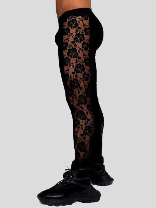 Mens Lace Patchwork See Through Elastic Pants SKUK50906 sold by Incerunmen