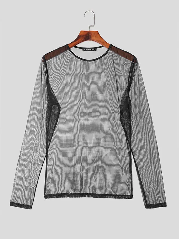 Mens Mesh See Through Long Sleeve T-Shirt SKUK45284 sold by Incerunmen product image thumbnail 5