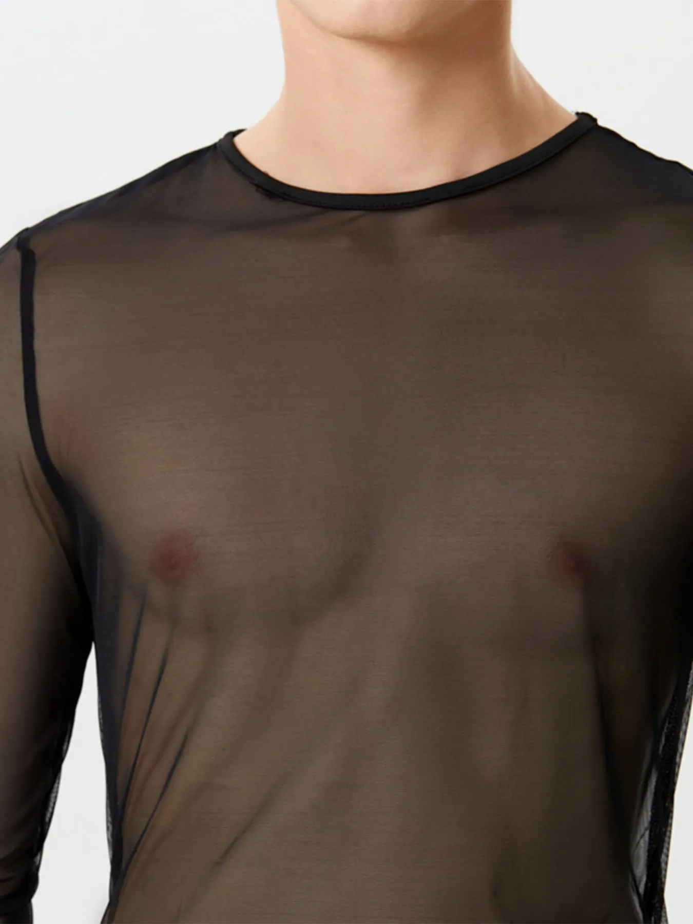 Mens Mesh See Through Long Sleeve T-Shirt SKUK45284 sold by Incerunmen product image thumbnail 4