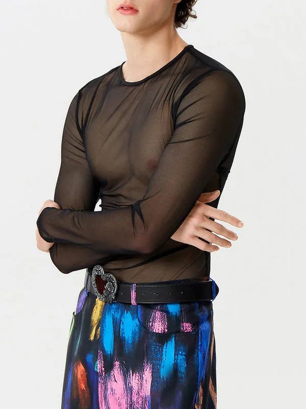 Mens Mesh See Through Long Sleeve T-Shirt SKUK45284 sold by Incerunmen product image thumbnail 2