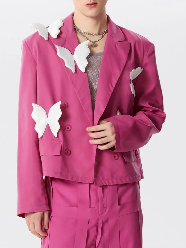 Mens Butterfly Applique Double Breasted Casual Blazer SKUK43048 sold by Incerunmen product image thumbnail 3