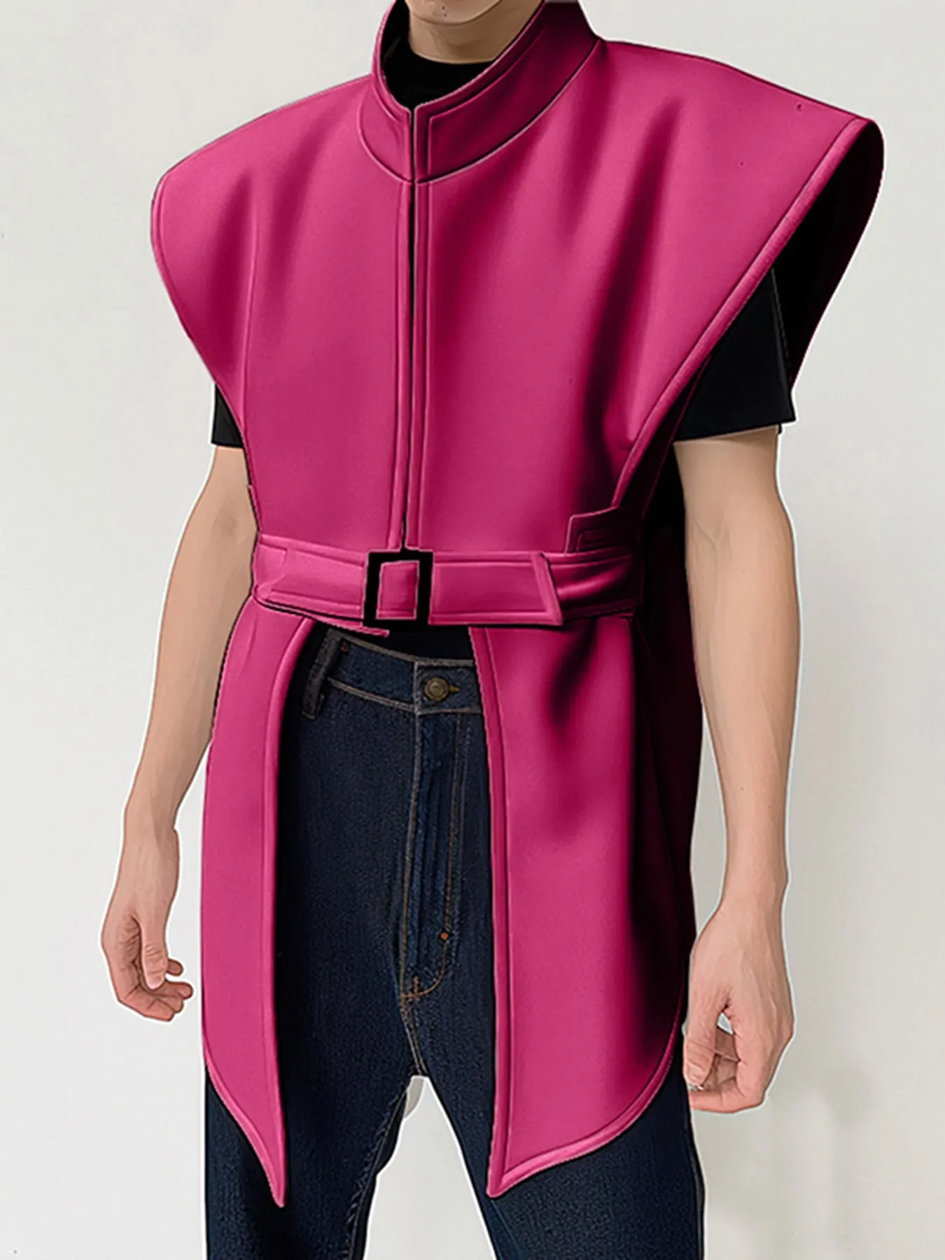 Mens Metal Buckle Design Irregular Hem Waistcoat SKUK45157 sold by Incerunmen product image thumbnail 3