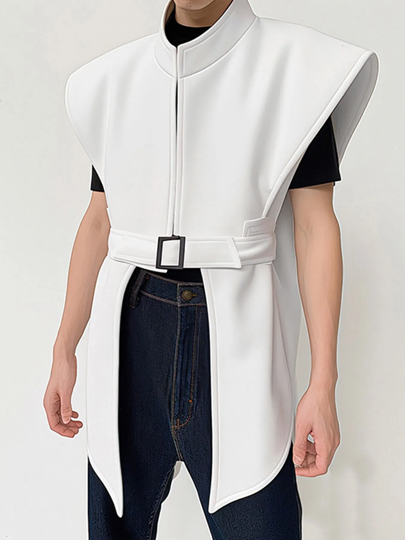 Mens Metal Buckle Design Irregular Hem Waistcoat SKUK45157 sold by Incerunmen product image thumbnail 4