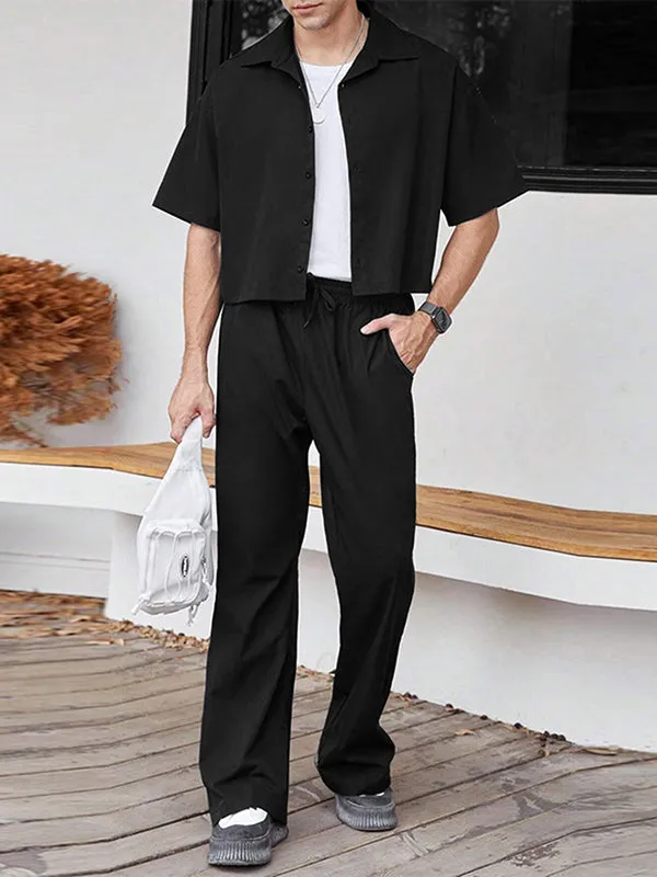 Mens Solid Lapel Casual Two Pieces Outfits SKUK44489 sold by Incerunmen