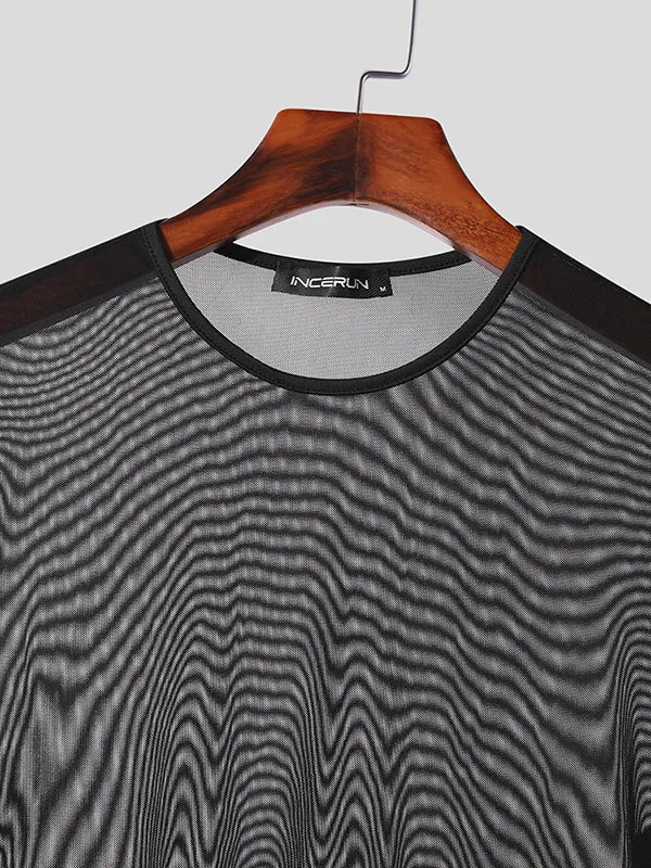 Mens Mesh See Through Short Sleeve T-Shirt SKUK35602 sold by Incerunmen product image thumbnail 5