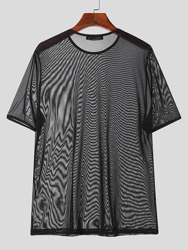 Mens Mesh See Through Short Sleeve T-Shirt SKUK35602 sold by Incerunmen product image thumbnail 4