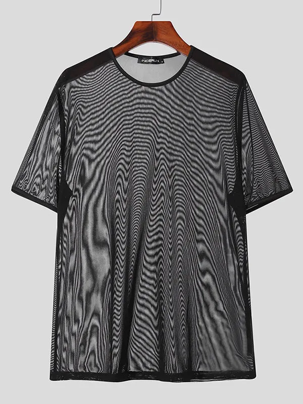 Mens Mesh See Through Short Sleeve T-Shirt SKUK35602 sold by Incerunmen product image thumbnail 3