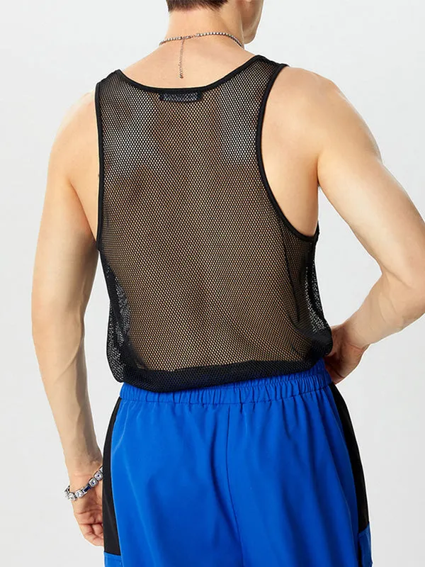 Mens Mesh See Through Solid Sleeveless Vest SKUK36522 sold by Incerunmen product image thumbnail 3