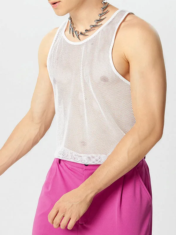 Mens Mesh See Through Solid Sleeveless Vest SKUK36522 sold by Incerunmen product image thumbnail 5