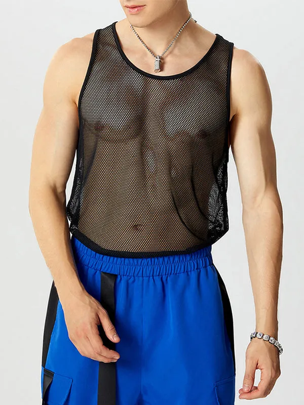 Mens Mesh See Through Solid Sleeveless Vest SKUK36522 sold by Incerunmen product image thumbnail 2