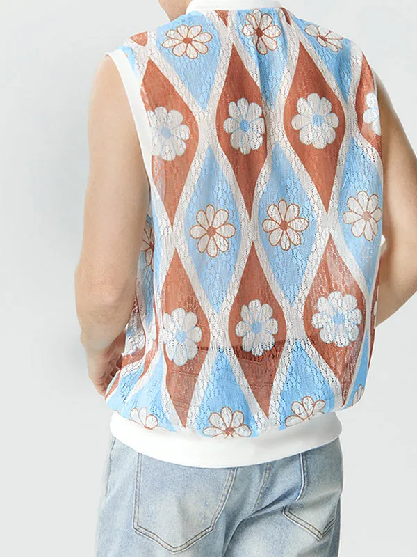 Mens Floral Lace Patchwork Sleeveless Vest SKUK39940 sold by Incerunmen product image thumbnail 4