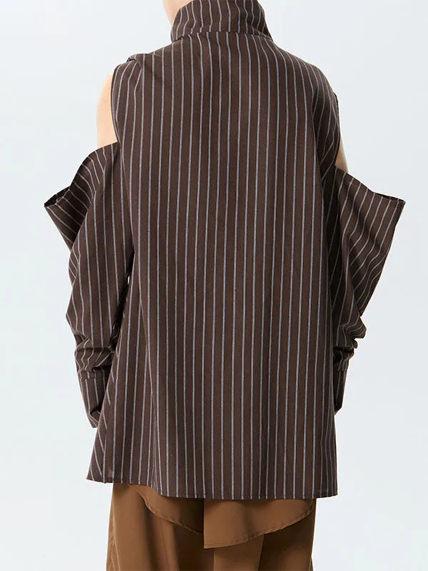 Mens Striped Irregular Design High Neck Shirt SKUK41879 sold by Incerunmen product image thumbnail 4