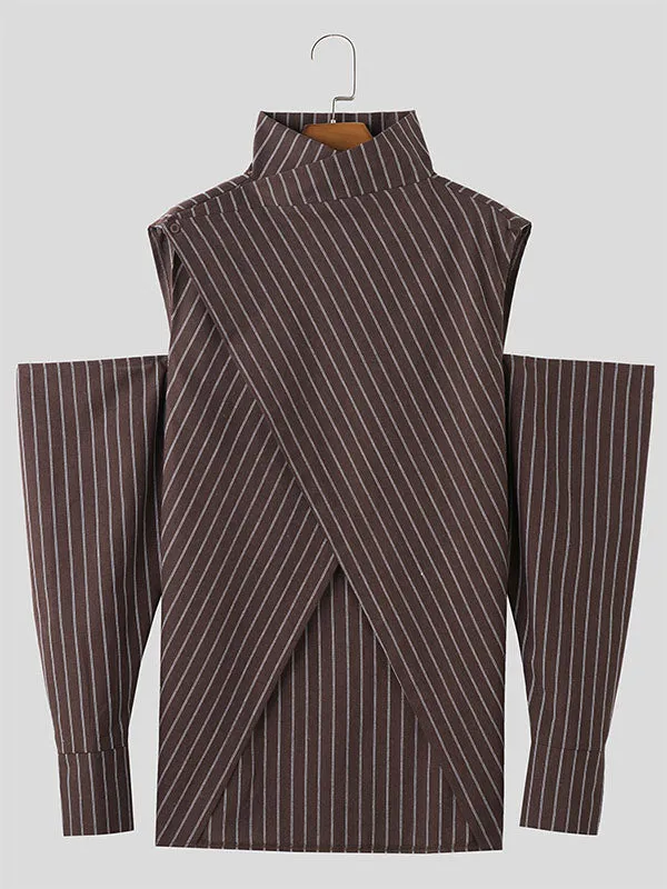 Mens Striped Irregular Design High Neck Shirt SKUK41879 sold by Incerunmen product image thumbnail 5