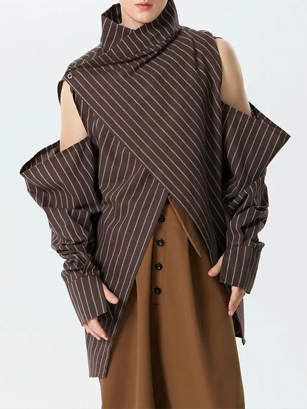 Mens Striped Irregular Design High Neck Shirt SKUK41879 sold by Incerunmen product image thumbnail 3