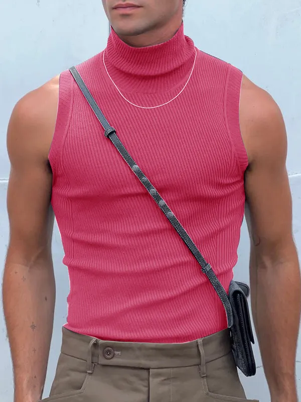 Mens Solid Patchwork High Neck Sleeveless Vest SKUK38940 sold by Incerunmen product image thumbnail 5