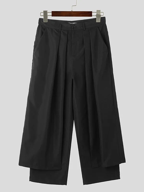 Mens Solid Pleated Layered Design Casual Pants SKUK38555 sold by Incerunmen product image thumbnail 5