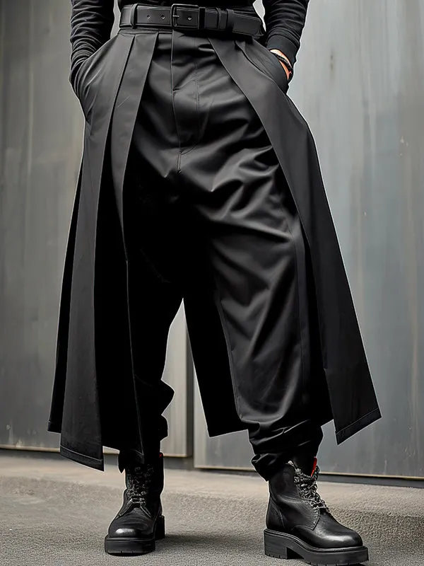 Mens Solid Pleated Layered Design Casual Pants SKUK38555 sold by Incerunmen