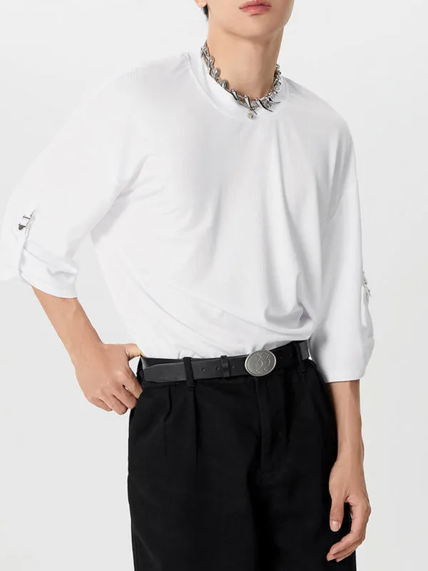 Mens Solid Crew Neck Rib-Knit T-Shirt SKUK39270 sold by Incerunmen product image thumbnail 4