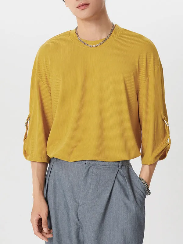 Mens Solid Crew Neck Rib-Knit T-Shirt SKUK39270 sold by Incerunmen product image thumbnail 5