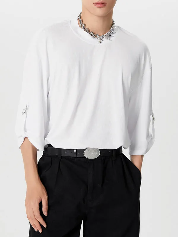 Mens Solid Crew Neck Rib-Knit T-Shirt SKUK39270 sold by Incerunmen product image thumbnail 3