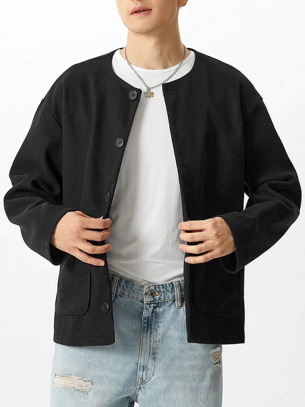 Mens Solid Button Front Casual Tweed Jacket SKUK41834 sold by Incerunmen product image thumbnail 2