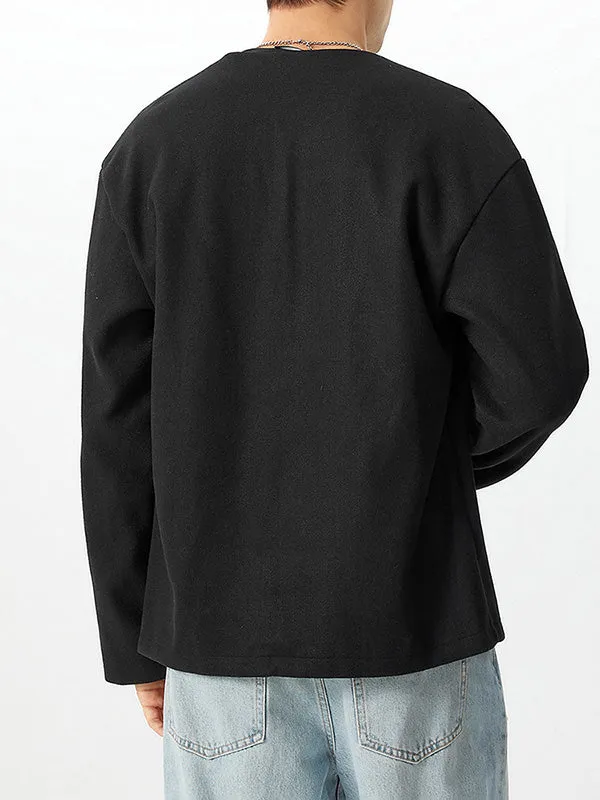 Mens Solid Button Front Casual Tweed Jacket SKUK41834 sold by Incerunmen product image thumbnail 3