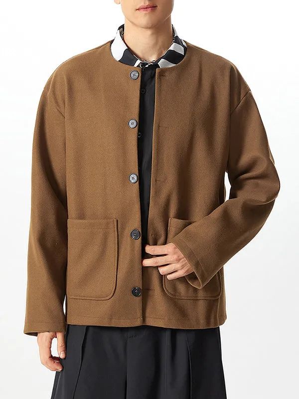 Mens Solid Button Front Casual Tweed Jacket SKUK41834 sold by Incerunmen product image thumbnail 5