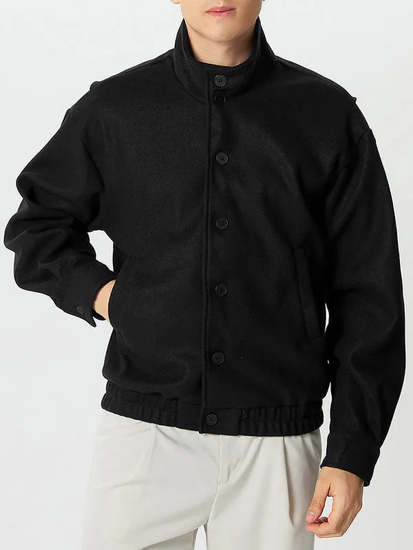 Mens Solid Stand Collar Button Front Jacket SKUK40029 sold by Incerunmen