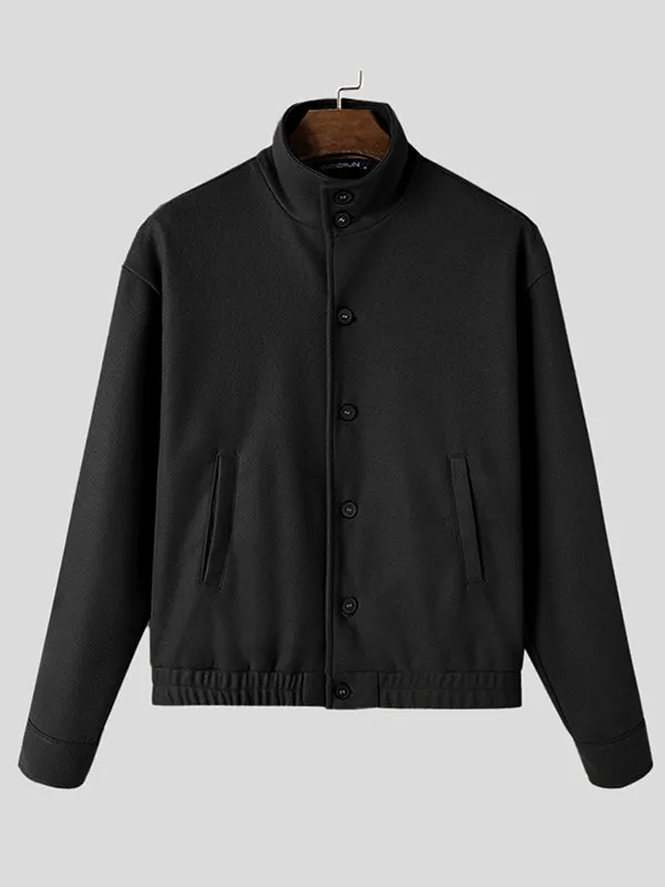 Mens Solid Stand Collar Button Front Jacket SKUK40029 sold by Incerunmen product image thumbnail 5