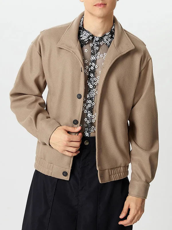 Mens Solid Stand Collar Button Front Jacket SKUK40029 sold by Incerunmen product image thumbnail 3