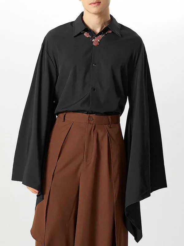 Mens Chinese Style Irregular Sleeve Solid Shirt SKUK38339 sold by Incerunmen