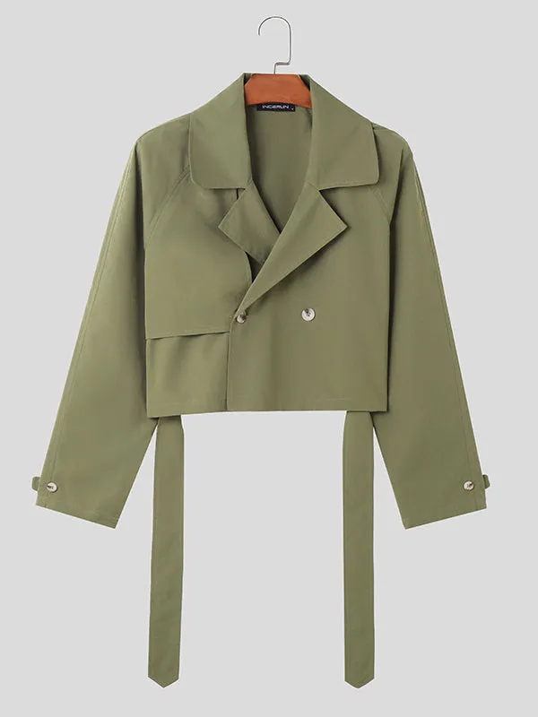 Mens Solid Lapel Double Breasted Crop Top SKUK31896 sold by Incerunmen product image thumbnail 4