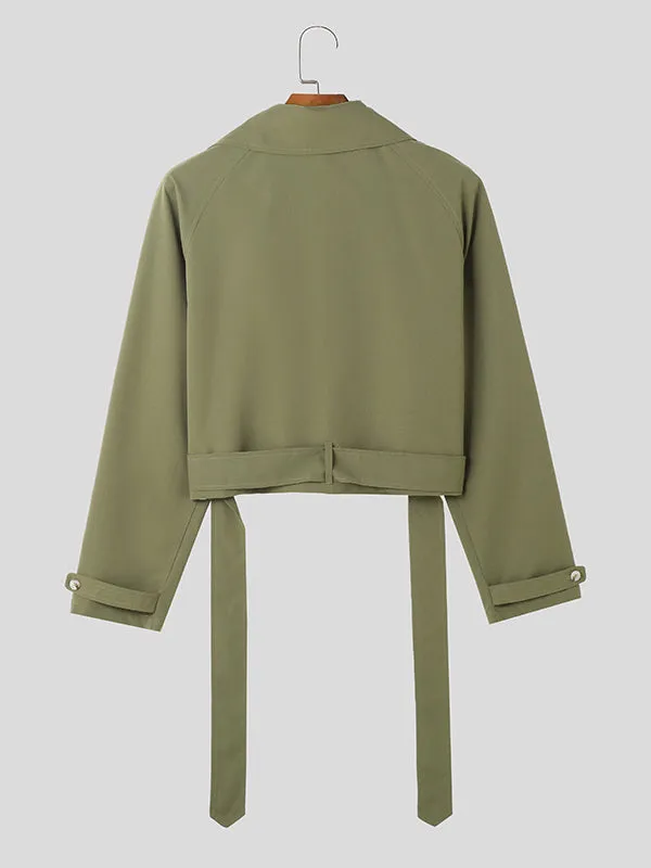 Mens Solid Lapel Double Breasted Crop Top SKUK31896 sold by Incerunmen product image thumbnail 5