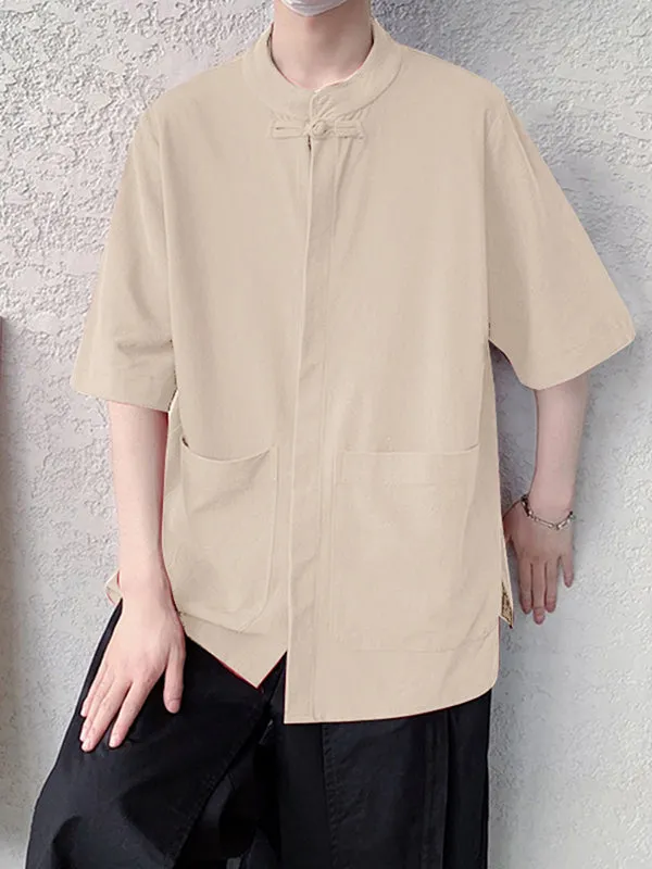 Mens Stand Collar Frog Button Cotton Shirt SKUK34678 sold by Incerunmen product image thumbnail 3