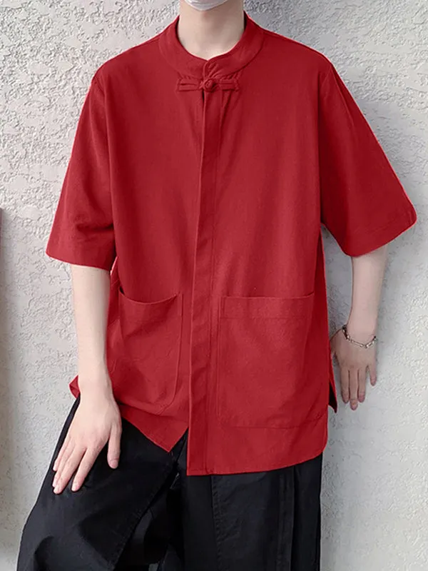 Mens Stand Collar Frog Button Cotton Shirt SKUK34678 sold by Incerunmen product image thumbnail 4