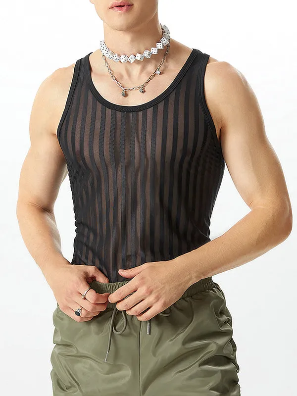 Mens Striped Mesh See Through Sleeveless Vest SKUK35601 sold by Incerunmen product image thumbnail 2