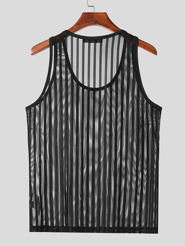 Mens Striped Mesh See Through Sleeveless Vest SKUK35601 sold by Incerunmen product image thumbnail 5